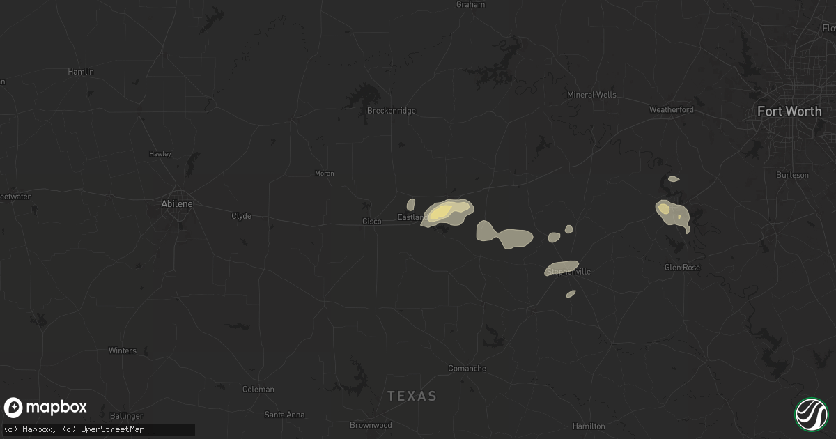 Hail map in Eastland, TX on May 30, 2024