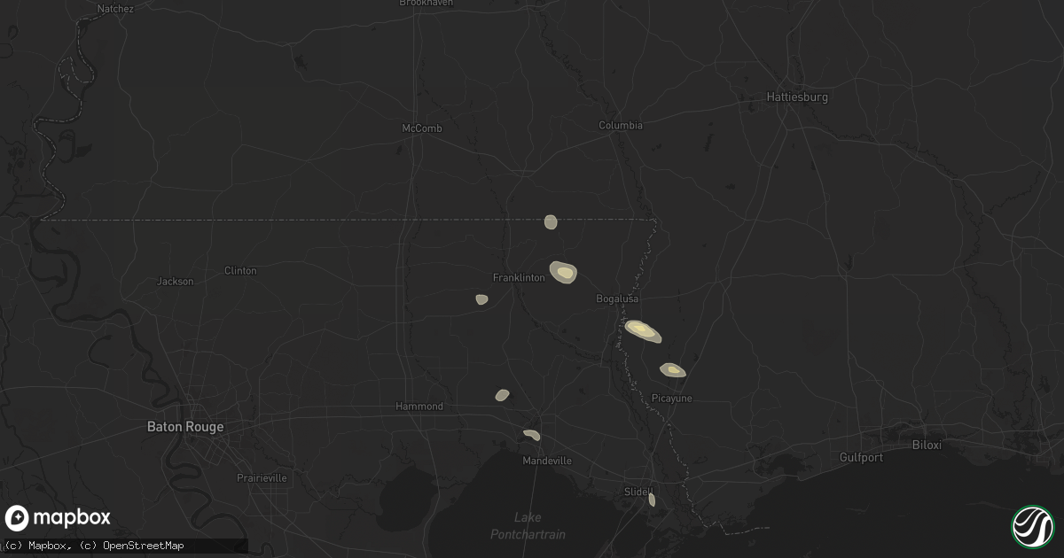 Hail map in Franklinton, LA on May 30, 2024