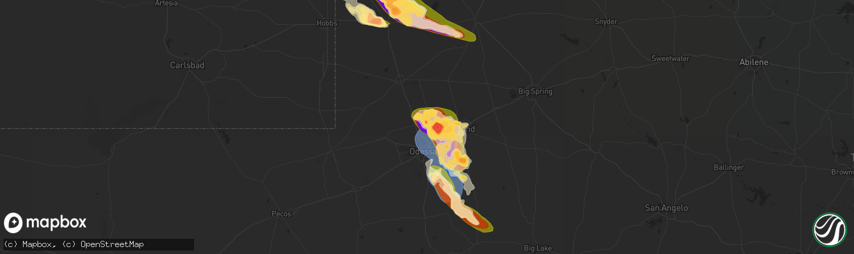 Hail map in Gardendale, TX on May 30, 2024