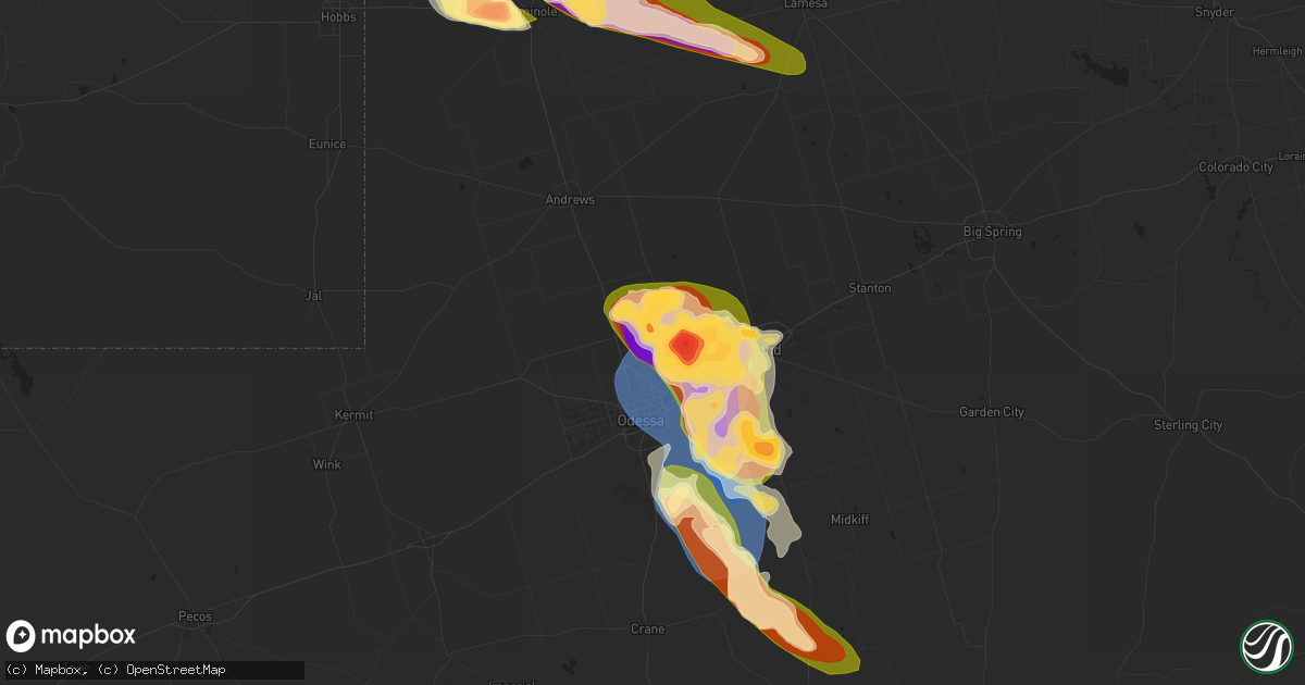 Hail map in Gardendale, TX on May 30, 2024