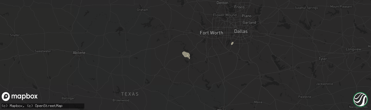 Hail map in Granbury, TX on May 30, 2024