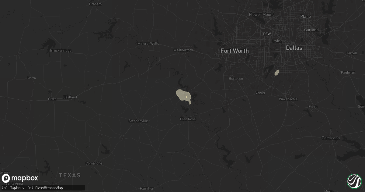 Hail map in Granbury, TX on May 30, 2024