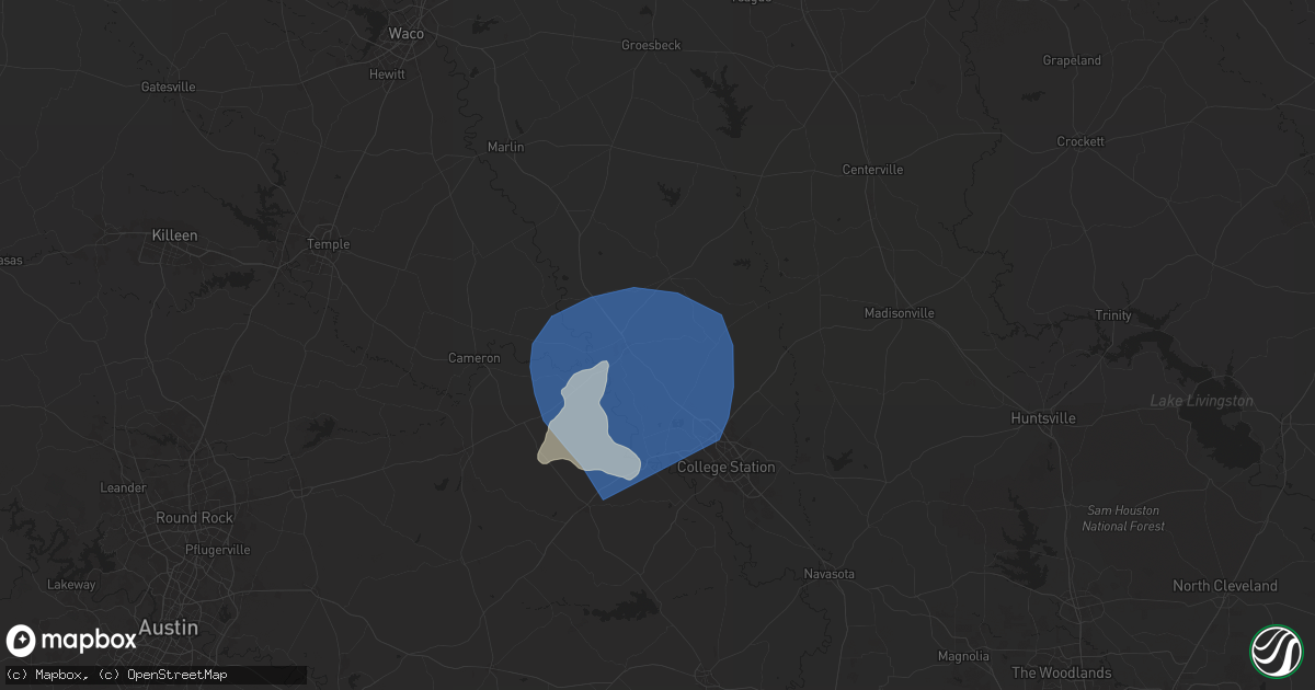 Hail map in Hearne, TX on May 30, 2024