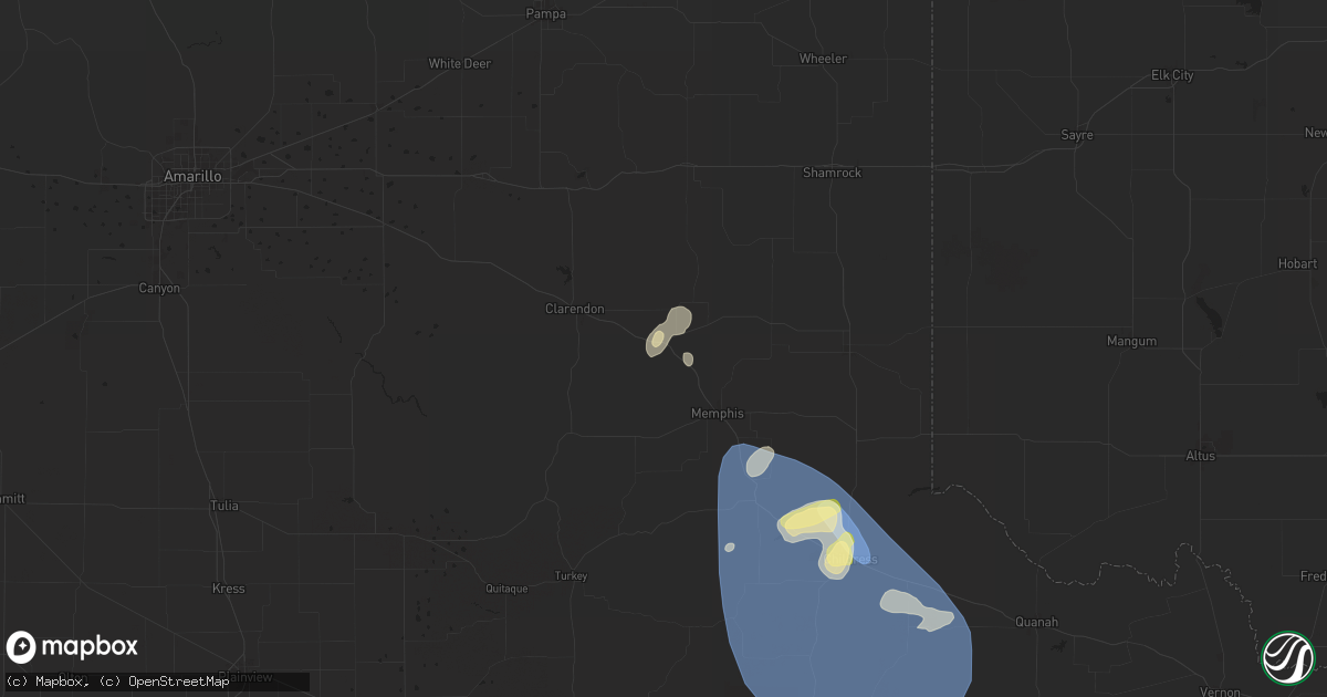 Hail map in Hedley, TX on May 30, 2024