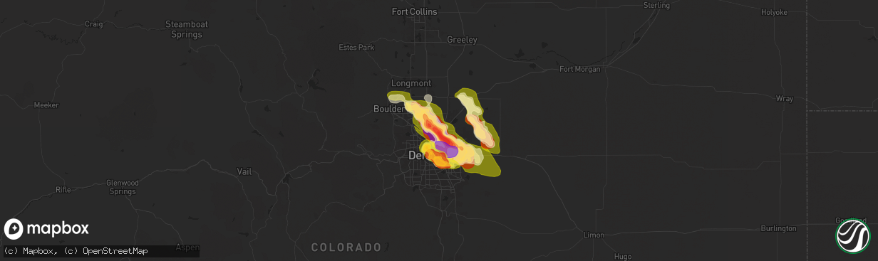 Hail map in Henderson, CO on May 30, 2024