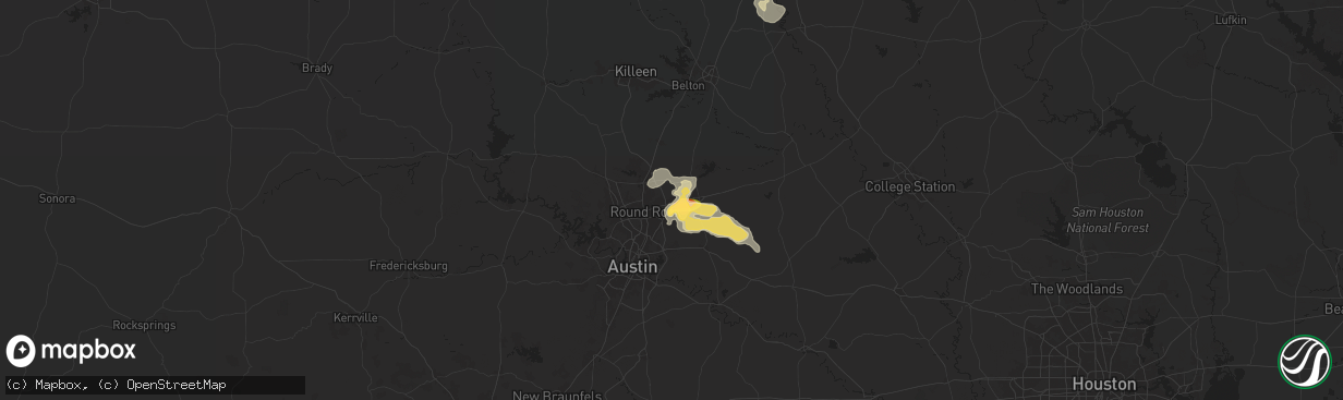 Hail map in Hutto, TX on May 30, 2024