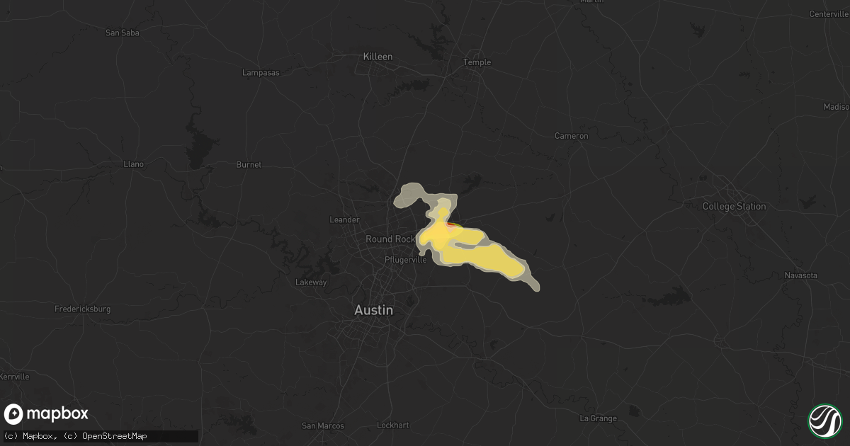 Hail map in Hutto, TX on May 30, 2024