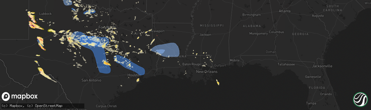 Hail map in Louisiana on May 30, 2024