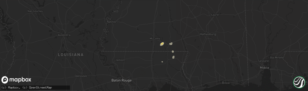 Hail map in Magnolia, MS on May 30, 2024