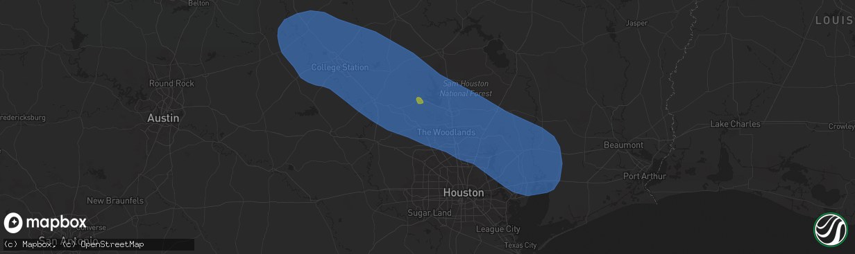 Hail map in Magnolia, TX on May 30, 2024