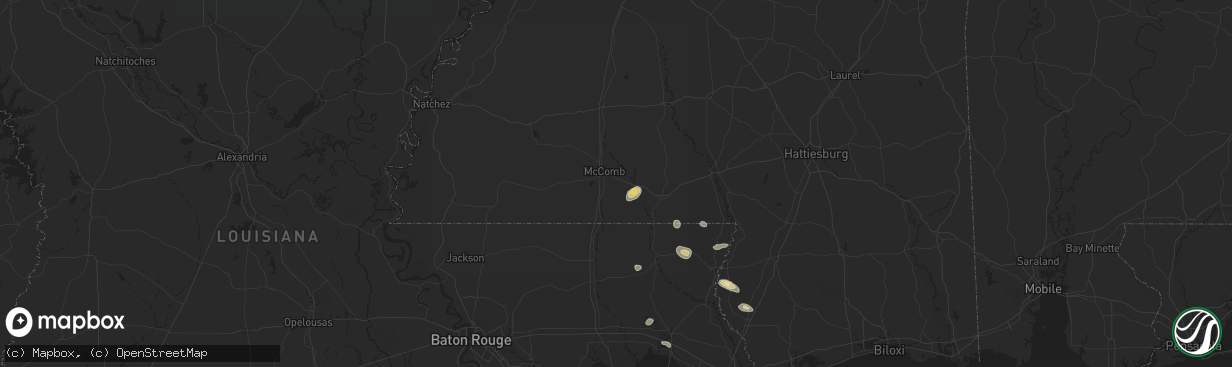 Hail map in Mccomb, MS on May 30, 2024