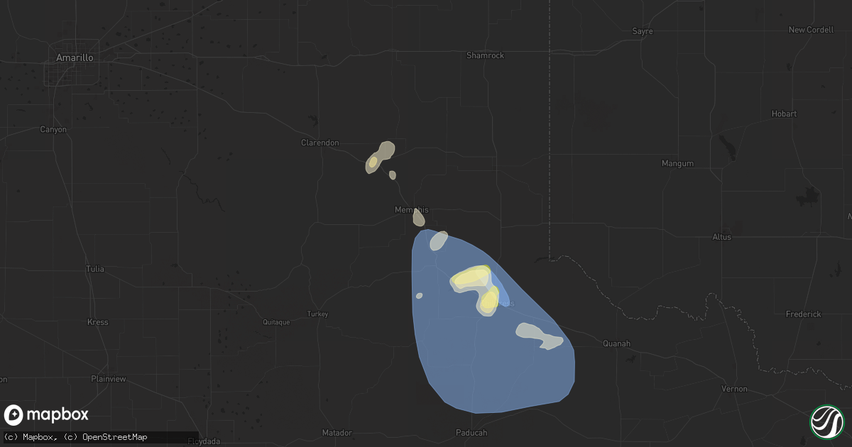 Hail map in Memphis, TX on May 30, 2024