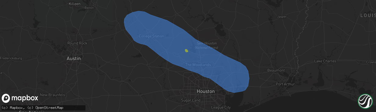 Hail map in Montgomery, TX on May 30, 2024