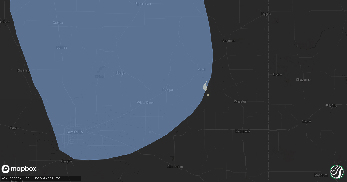 Hail map in Pampa, TX on May 30, 2024