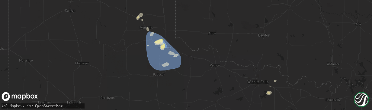 Hail map in Quanah, TX on May 30, 2024