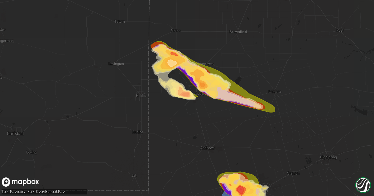Hail map in Seminole, TX on May 30, 2024