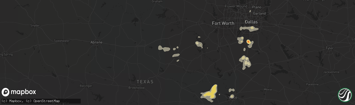 Hail map in Stephenville, TX on May 30, 2024