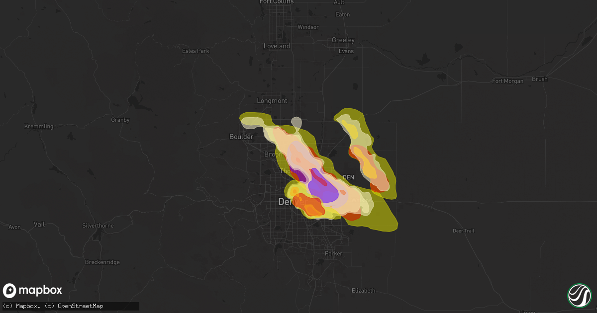 Hail map in Thornton, CO on May 30, 2024