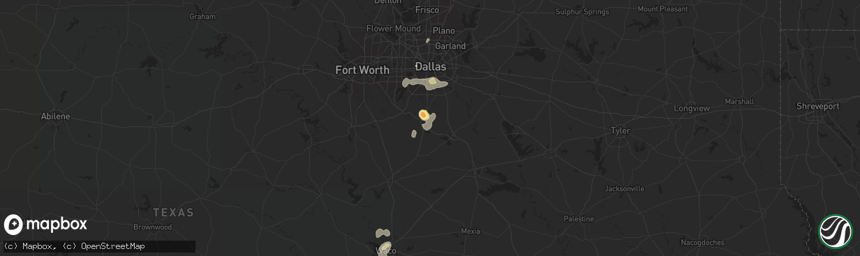 Hail map in Waxahachie, TX on May 30, 2024