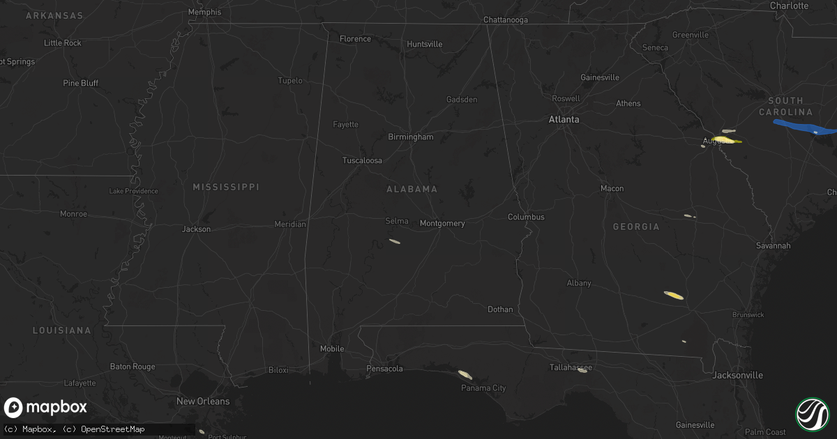 Hail map in Alabama on May 30, 2025