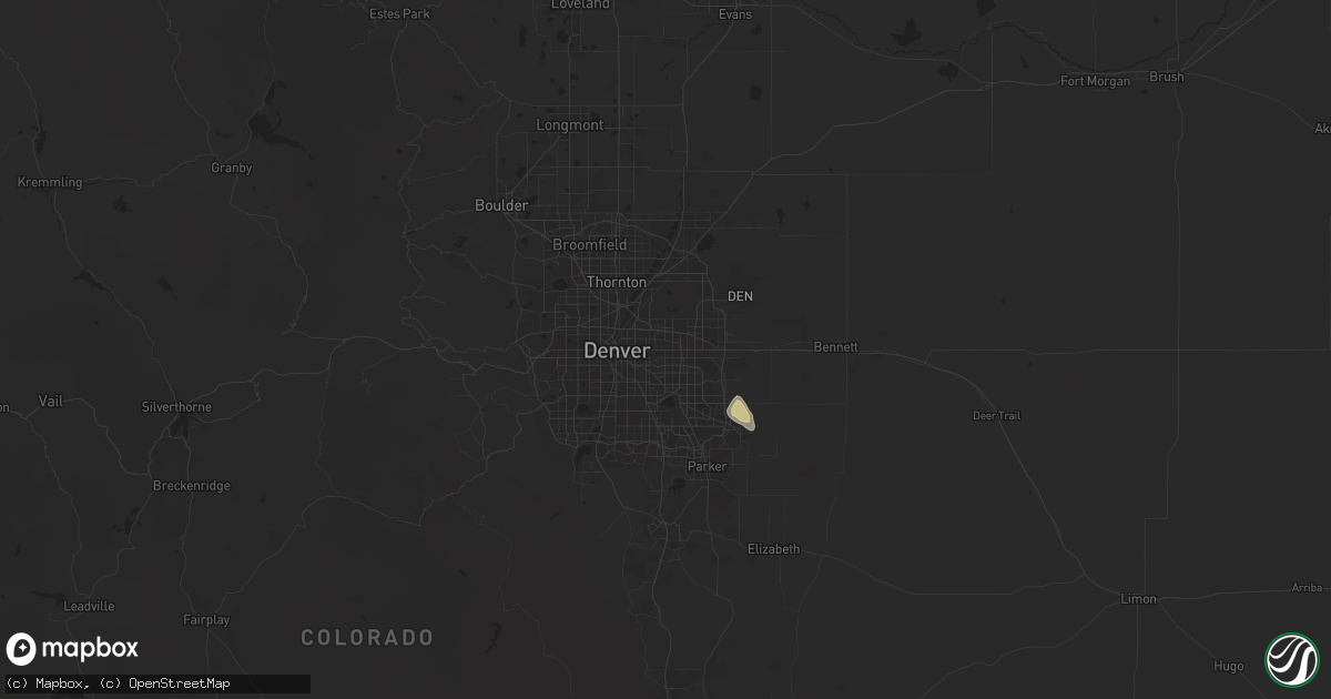 Hail map in Aurora, CO on May 30, 2025