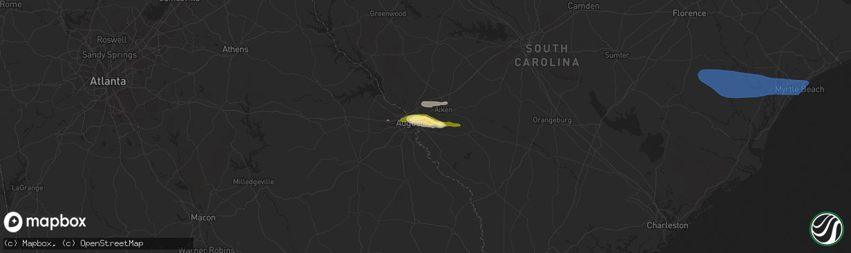 Hail map in Beech Island, SC on May 30, 2025