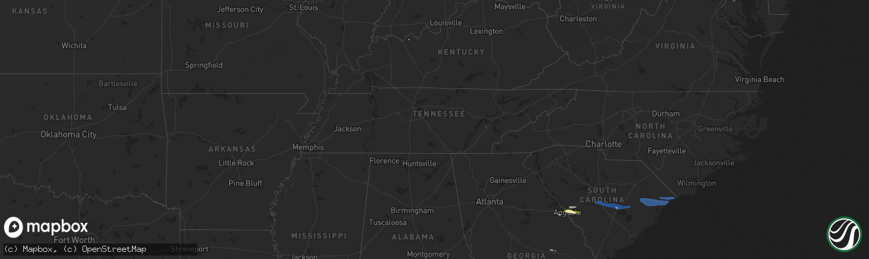 Hail map in Tennessee on May 30, 2025