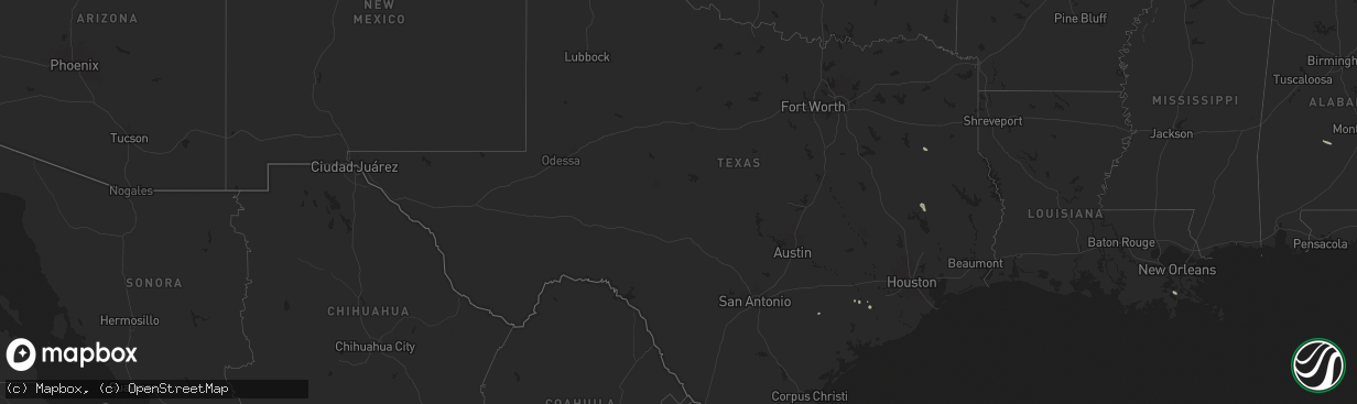 Hail map in Texas on May 30, 2025