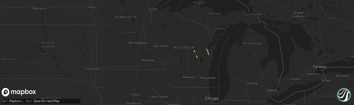 Hail map in Wisconsin on May 30, 2025