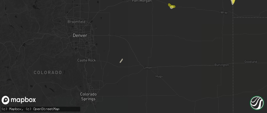 Hail map in Agate, CO on May 30, 2026