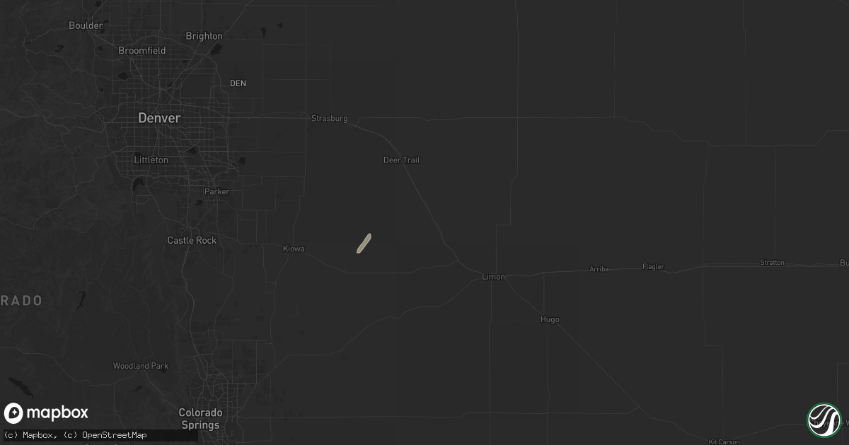 Hail map in Agate, CO on May 30, 2026