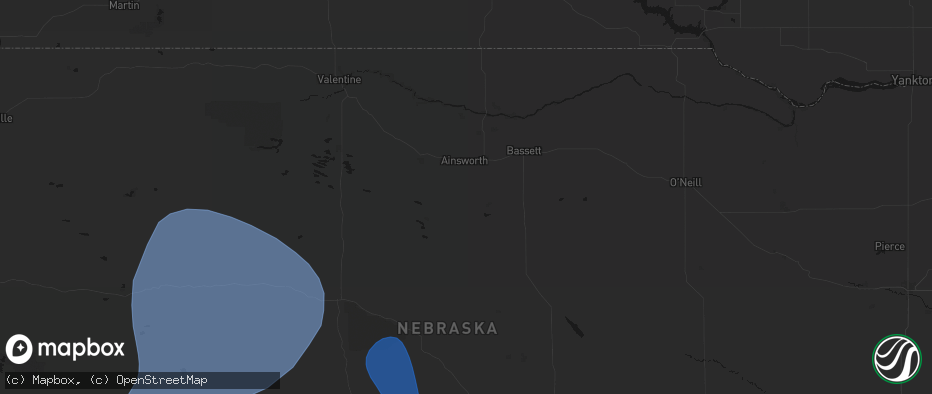 Hail map in Ainsworth, NE on May 30, 2026