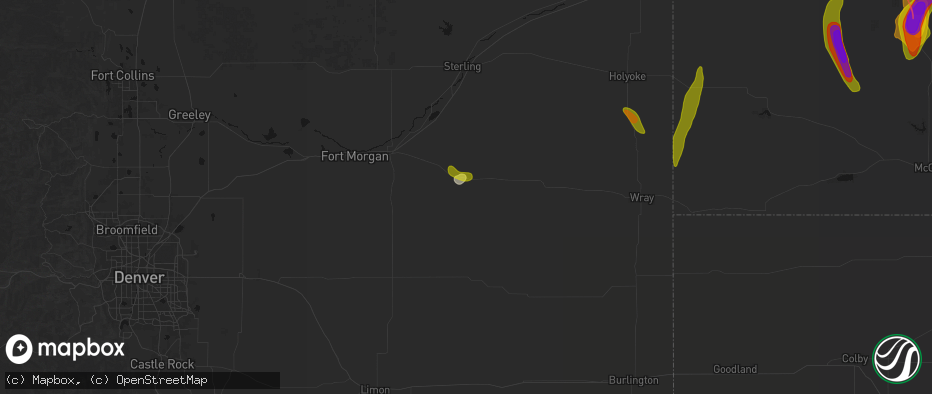 Hail map in Akron, CO on May 30, 2026