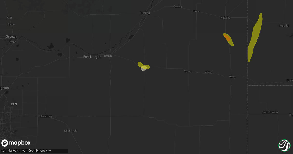 Hail map in Akron, CO on May 30, 2026