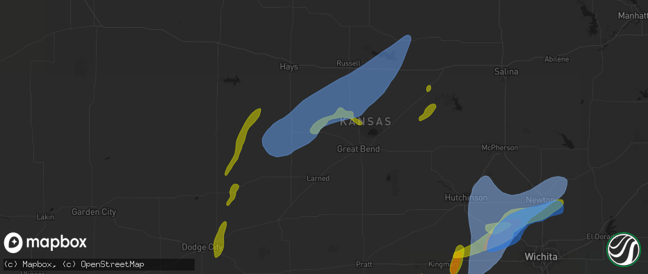Hail map in Albert, KS on May 30, 2026