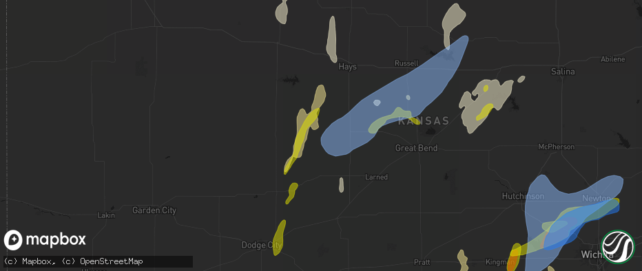 Hail map in Alexander, KS on May 30, 2026