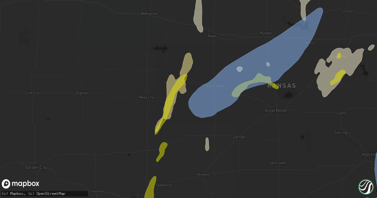 Hail map in Alexander, KS on May 30, 2026