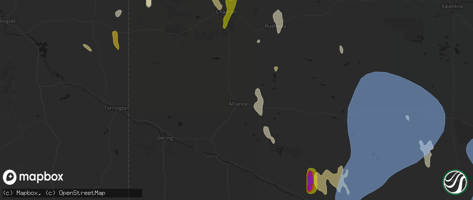 Hail map in Alliance, NE on May 30, 2026