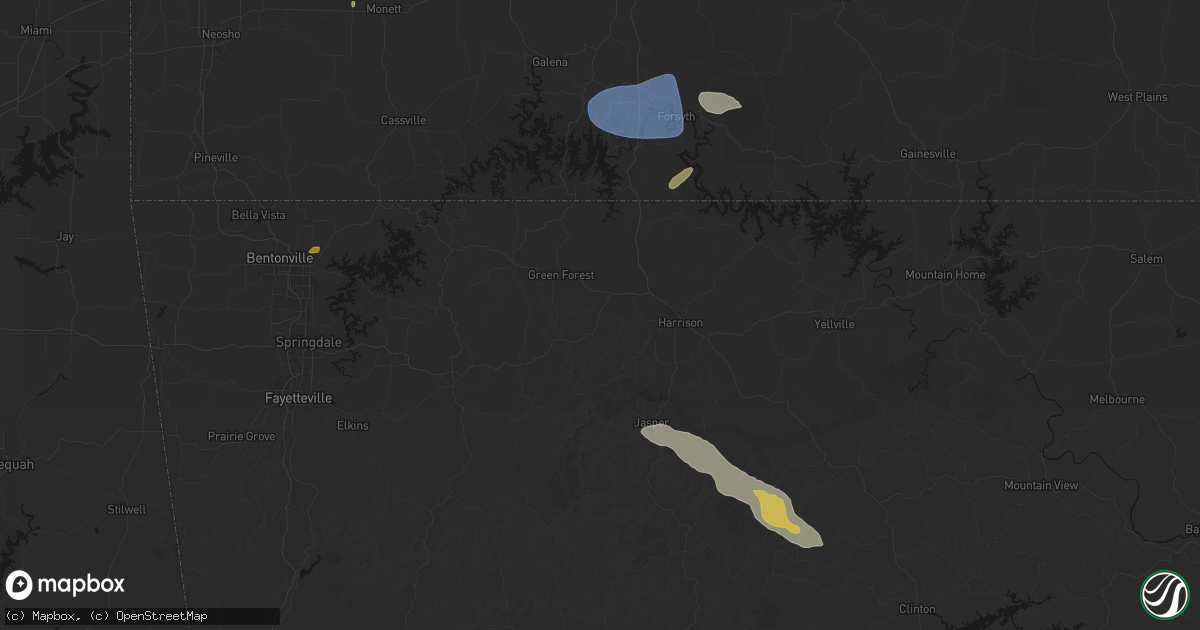 Hail map in Alpena, AR on May 30, 2026
