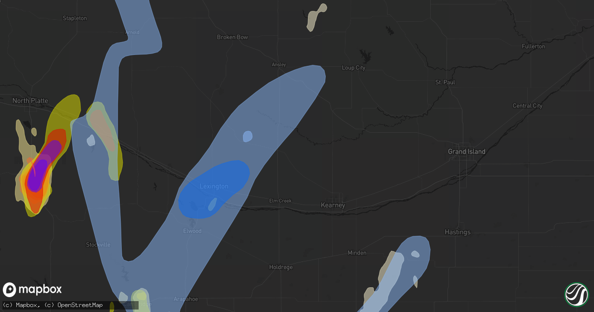 Hail map in Amherst, NE on May 30, 2026