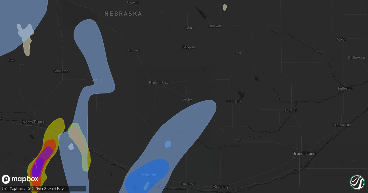 Hail map in Ansley, NE on May 30, 2026