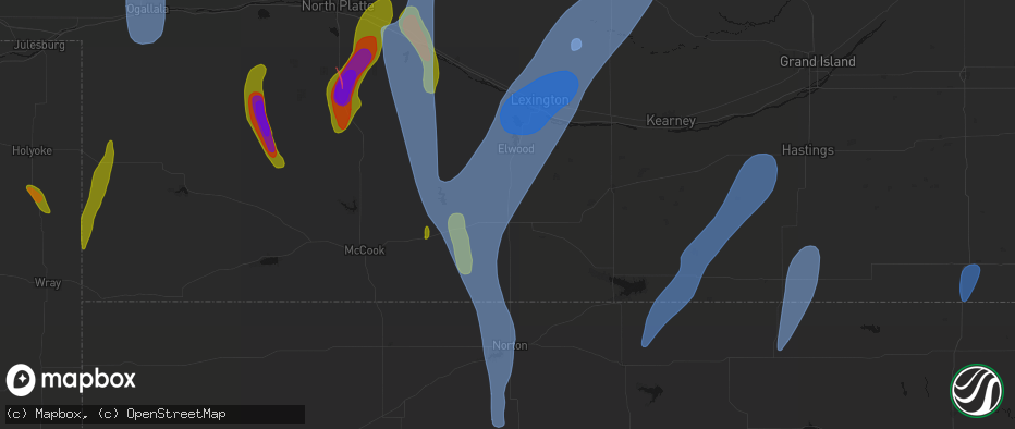 Hail map in Arapahoe, NE on May 30, 2026