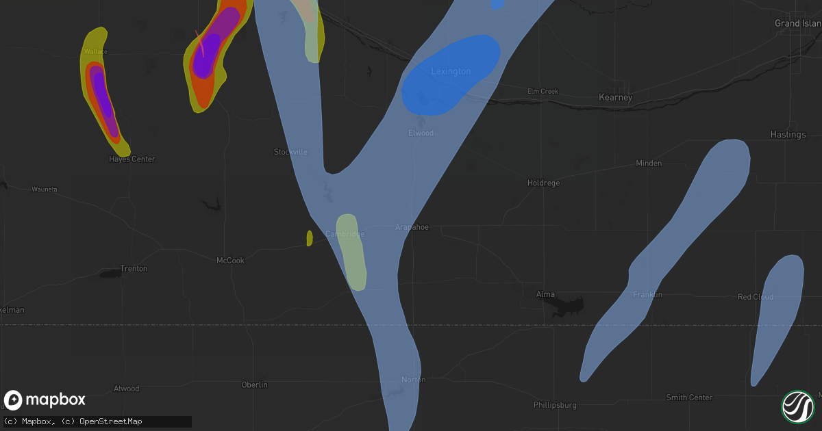 Hail map in Arapahoe, NE on May 30, 2026