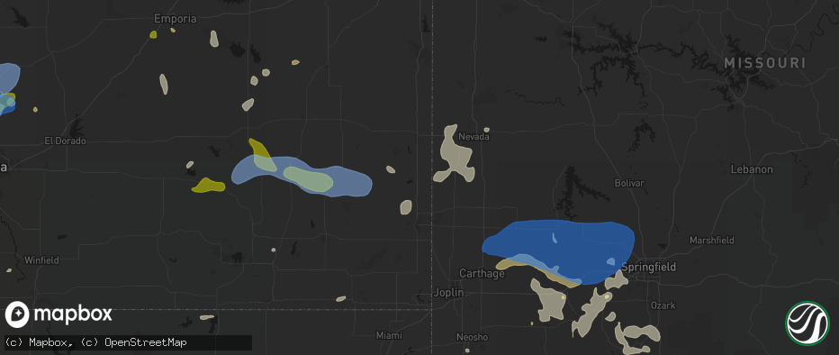 Hail map in Arcadia, KS on May 30, 2026