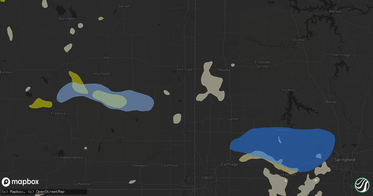 Hail map in Arcadia, KS on May 30, 2026