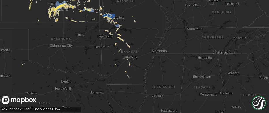 Hail map in Arkansas on May 30, 2026