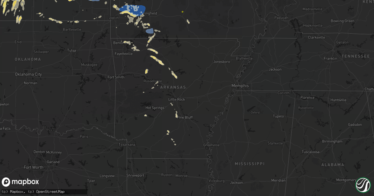 Hail map in Arkansas on May 30, 2026