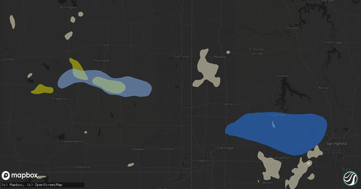 Hail map in Arma, KS on May 30, 2026