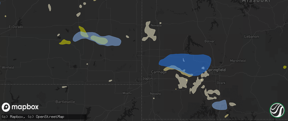 Hail map in Asbury, MO on May 30, 2026