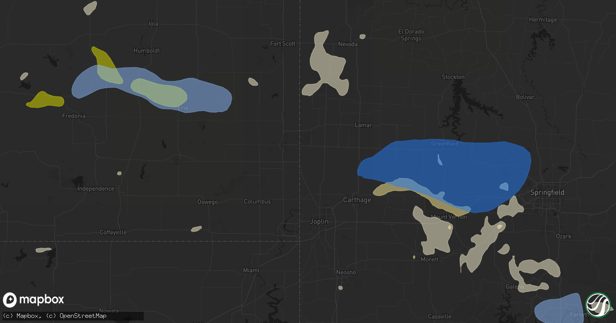 Hail map in Asbury, MO on May 30, 2026
